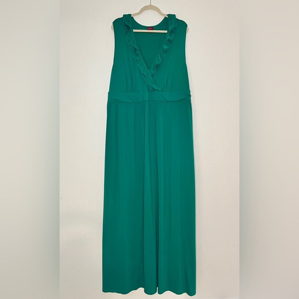 Merona Surplice Ruffle Detail,Empire Waist, Kelly Green, Maxi Dress, Size 4X